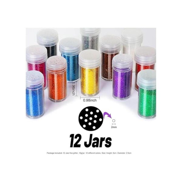 FANDAMEI Juego de 12 tarros de purpurina de 12 colores