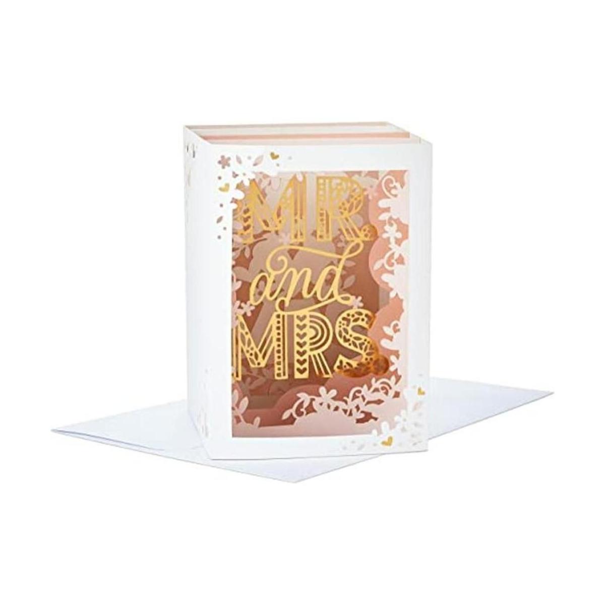 Tarjeta de boda desplegable Sr. y Sra.