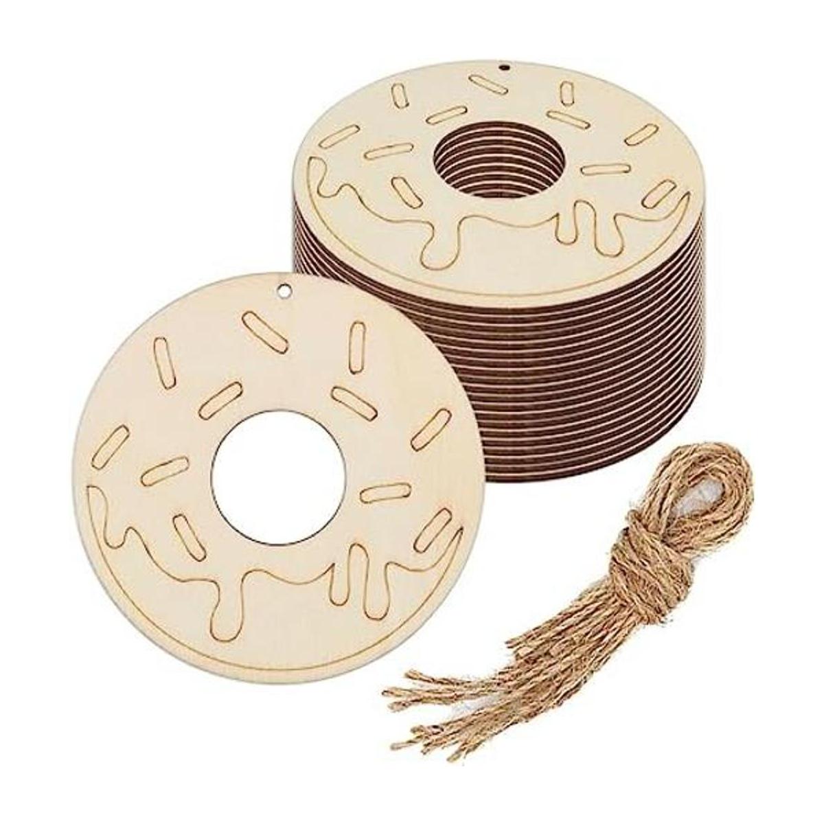 Creaides 20 piezas de donuts de madera para manualidades