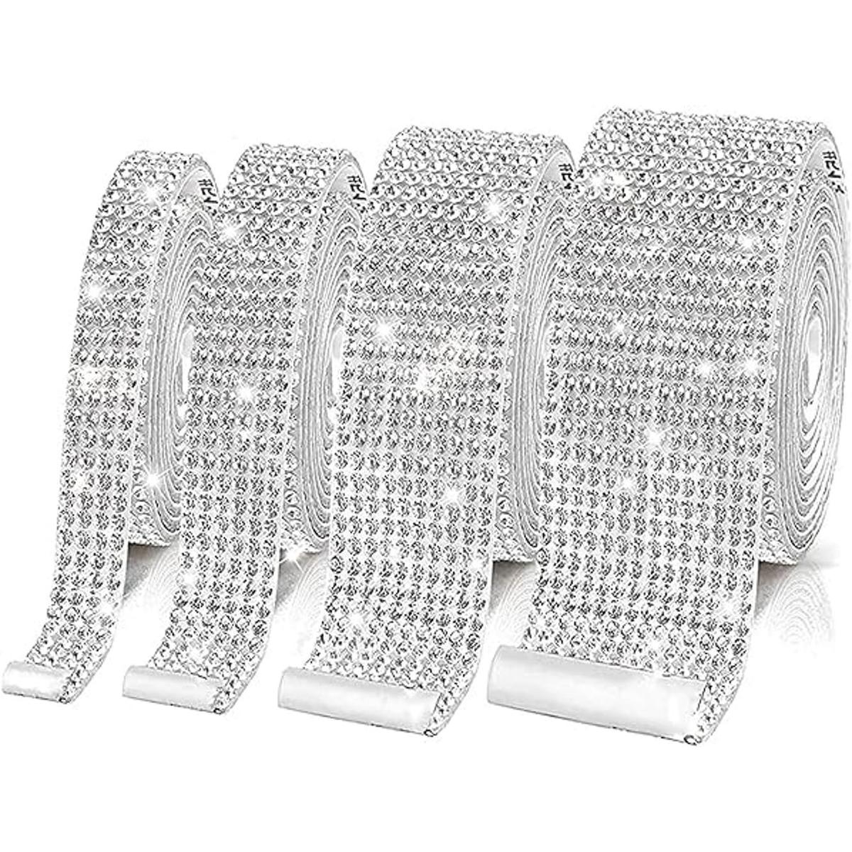 4 rollos de cinta autoadhesiva con diamantes de imitación