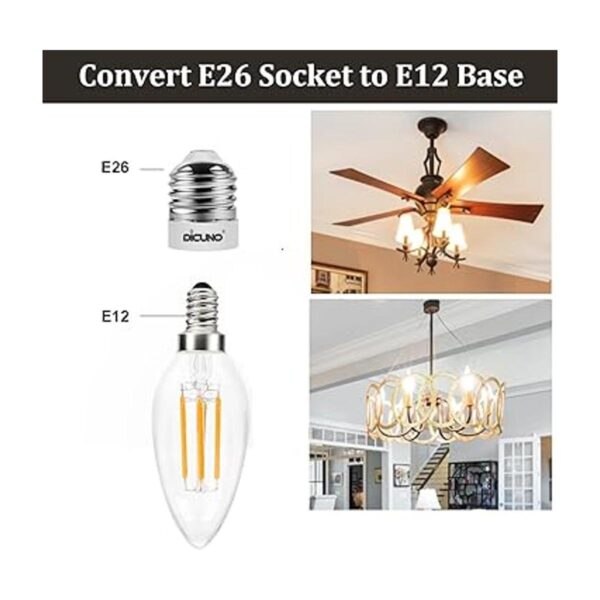 DiCUNO Adaptador de enchufe E26 a E12 convertidor_5