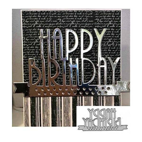 Troqueles de corte de metal con texto en inglés Happy_1