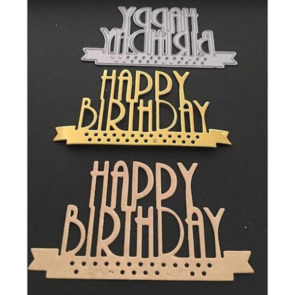 Troqueles de corte de metal con texto en inglés Happy_3
