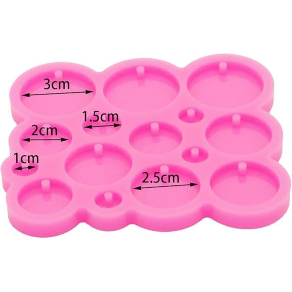 Mini llavero de silicona circular súper brillante molde