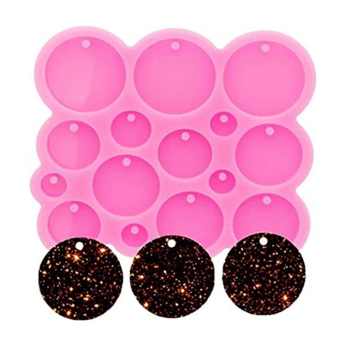 Mini llavero de silicona circular súper brillante molde