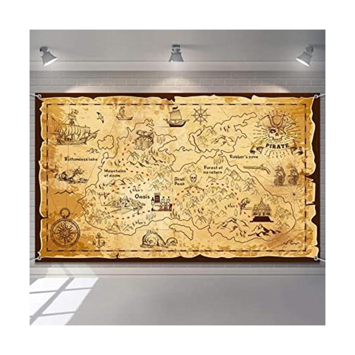 Mapa del tesoro pirata telón de fondo de la isla del mapa