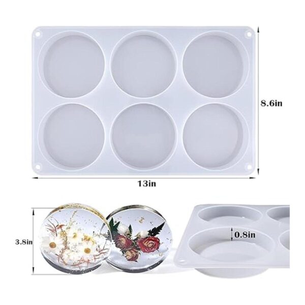 Moldes de resina para posavasos redondos de 6 cavidades_2