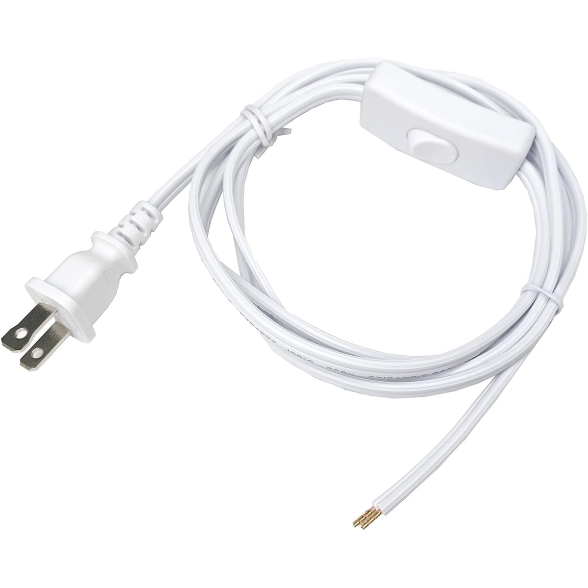 Lamp Cord with Switch Plug Extension Cord 6 Feet White