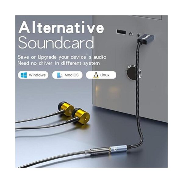 KOOPAO Tarjeta de sonido USB externa adaptador de audio_2