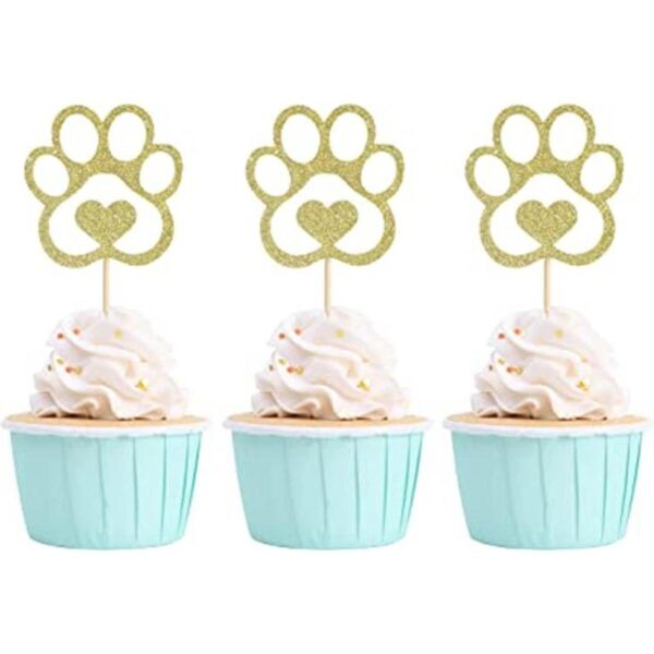 Decoración para cupcakes con estampado de patas de perro_1
