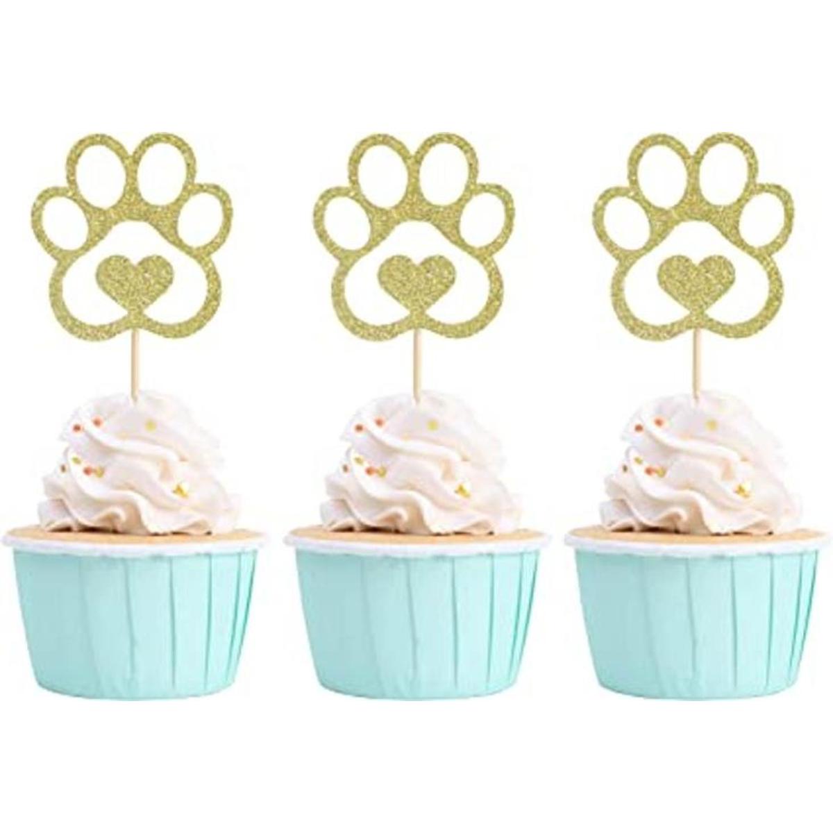 Decoración para cupcakes con estampado de patas de perro