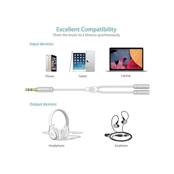 Divisor de auriculares cable de extensión de nailon_2