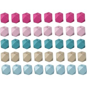 40 cuentas espaciadoras de madera geométricas pintadas de