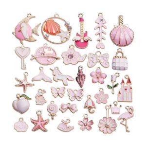 Encantos de esmalte 31 abalorios de esmalte rosa flor