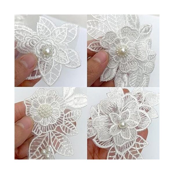 Luwigs 7 piezas de apliques de encaje de flores 3D parche_4