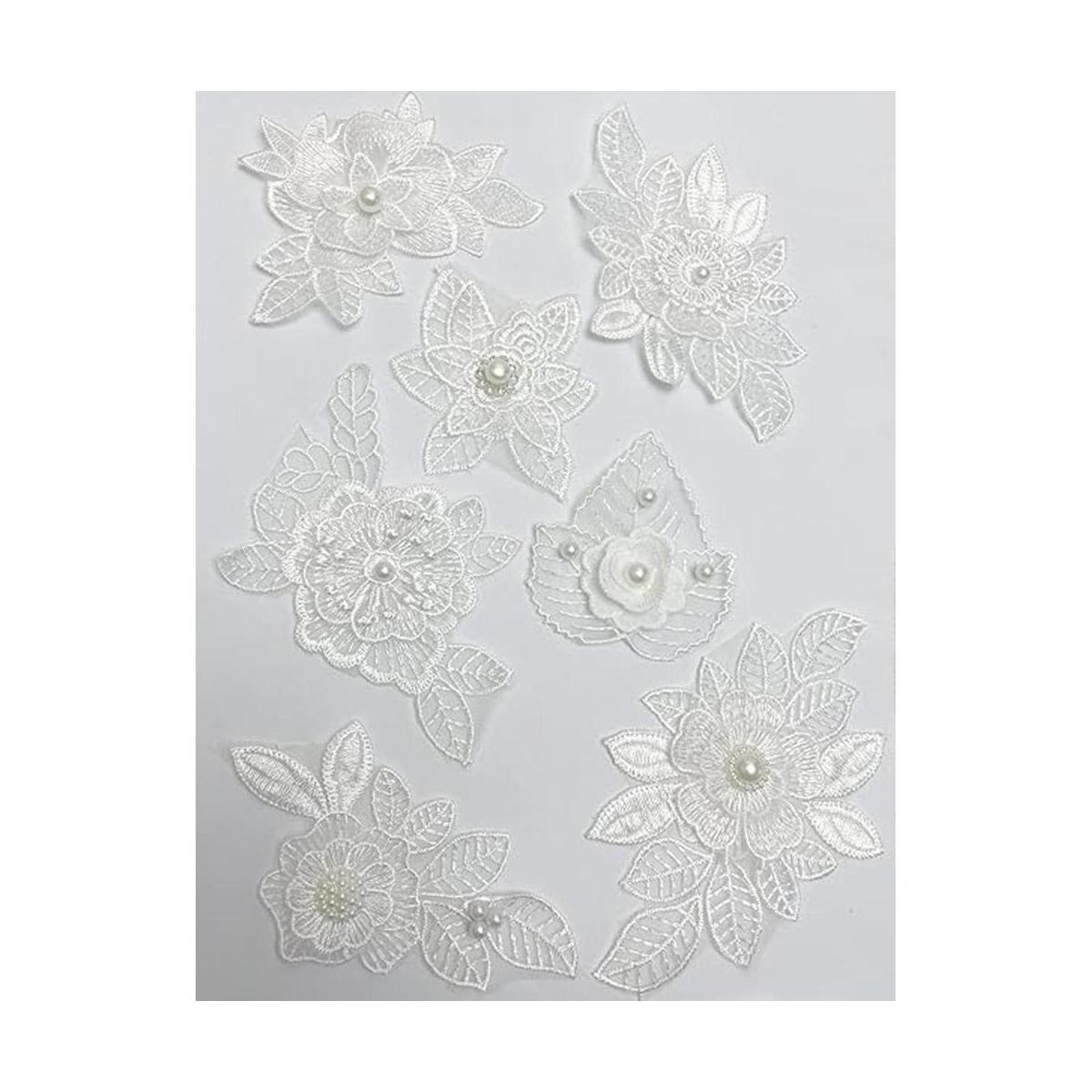 Luwigs 7 piezas de apliques de encaje de flores 3D parche