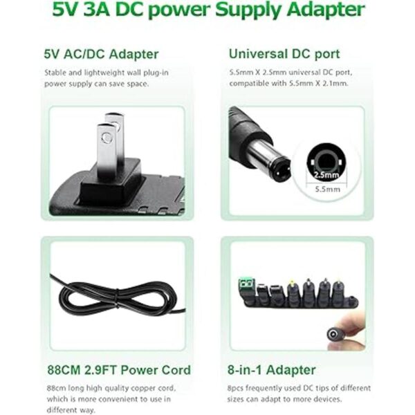Arkare Adaptador de fuente de alimentación de 5 V 3 A 15_2