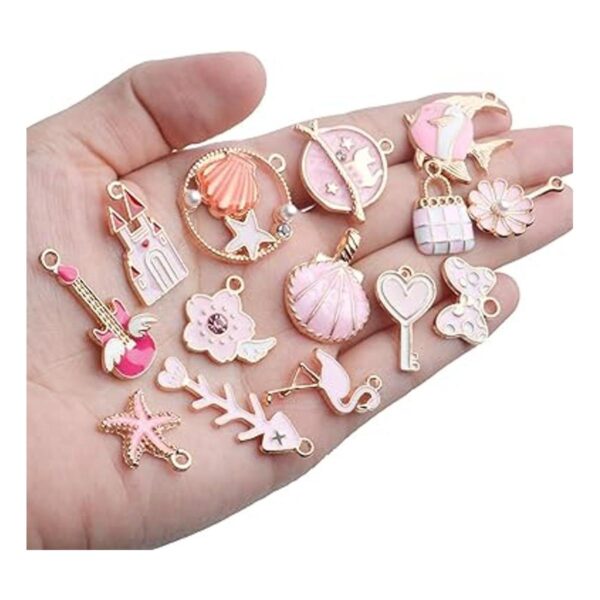 Encantos de esmalte 31 abalorios de esmalte rosa flor