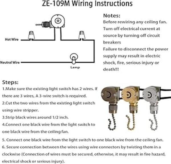 Interruptor de ventilador de techo Zing Ear ZE109M Pull_5