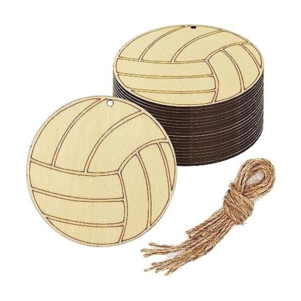 Creaides Letrero de madera con forma de voleibol para