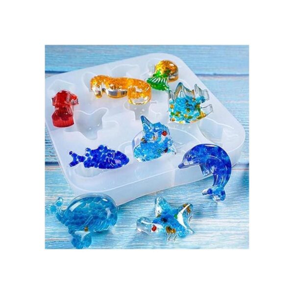 Juego de 3 moldes de resina con forma de animales marinos