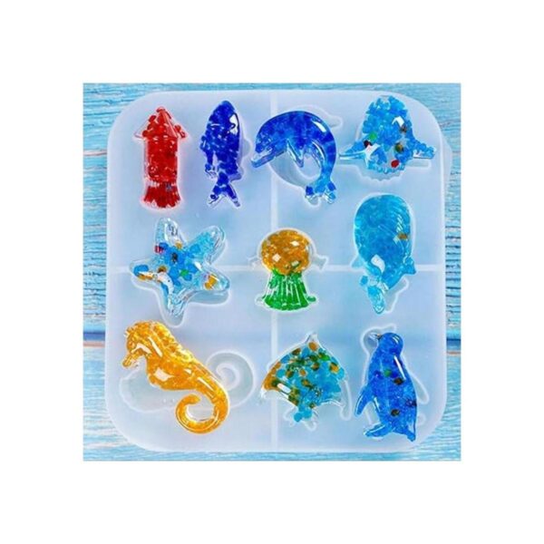 Juego de 3 moldes de resina con forma de animales marinos