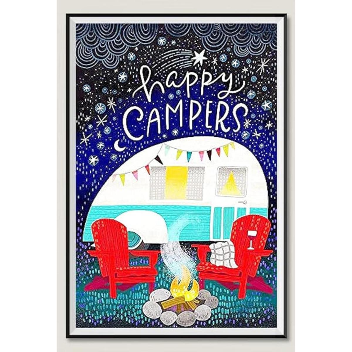 NIHOJIUMA Happy Camping DIY Kit de pintura de diamantes