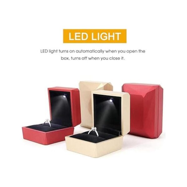 LamQee Caja de anillos de compromiso con luz LED de