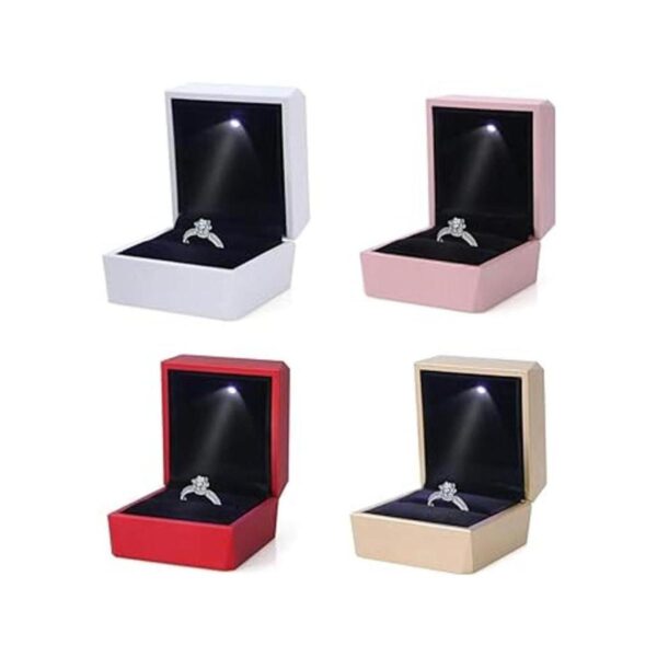 LamQee Caja de anillos de compromiso con luz LED de
