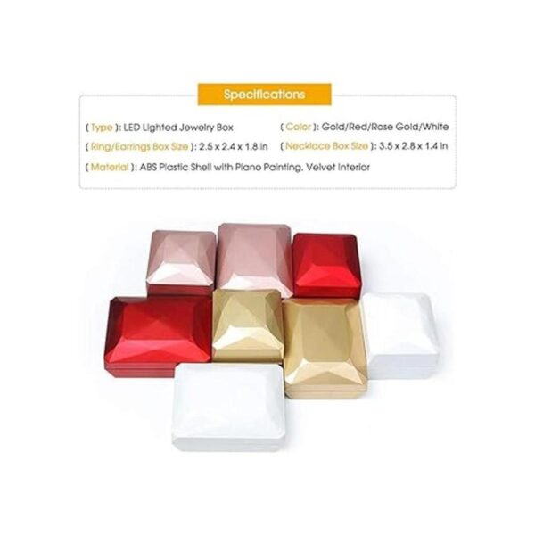 LamQee Caja de anillos de compromiso con luz LED de
