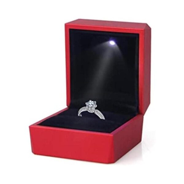 LamQee Caja de anillos de compromiso con luz LED de