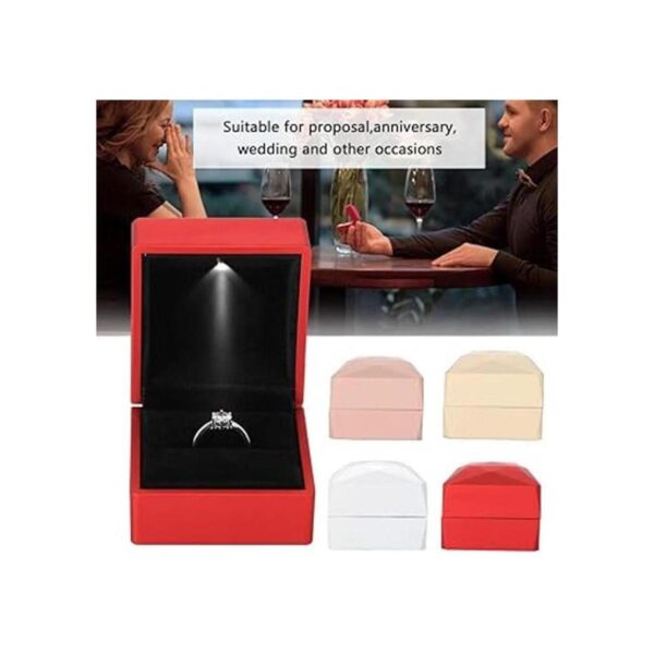 LamQee Caja de anillos de compromiso con luz LED de