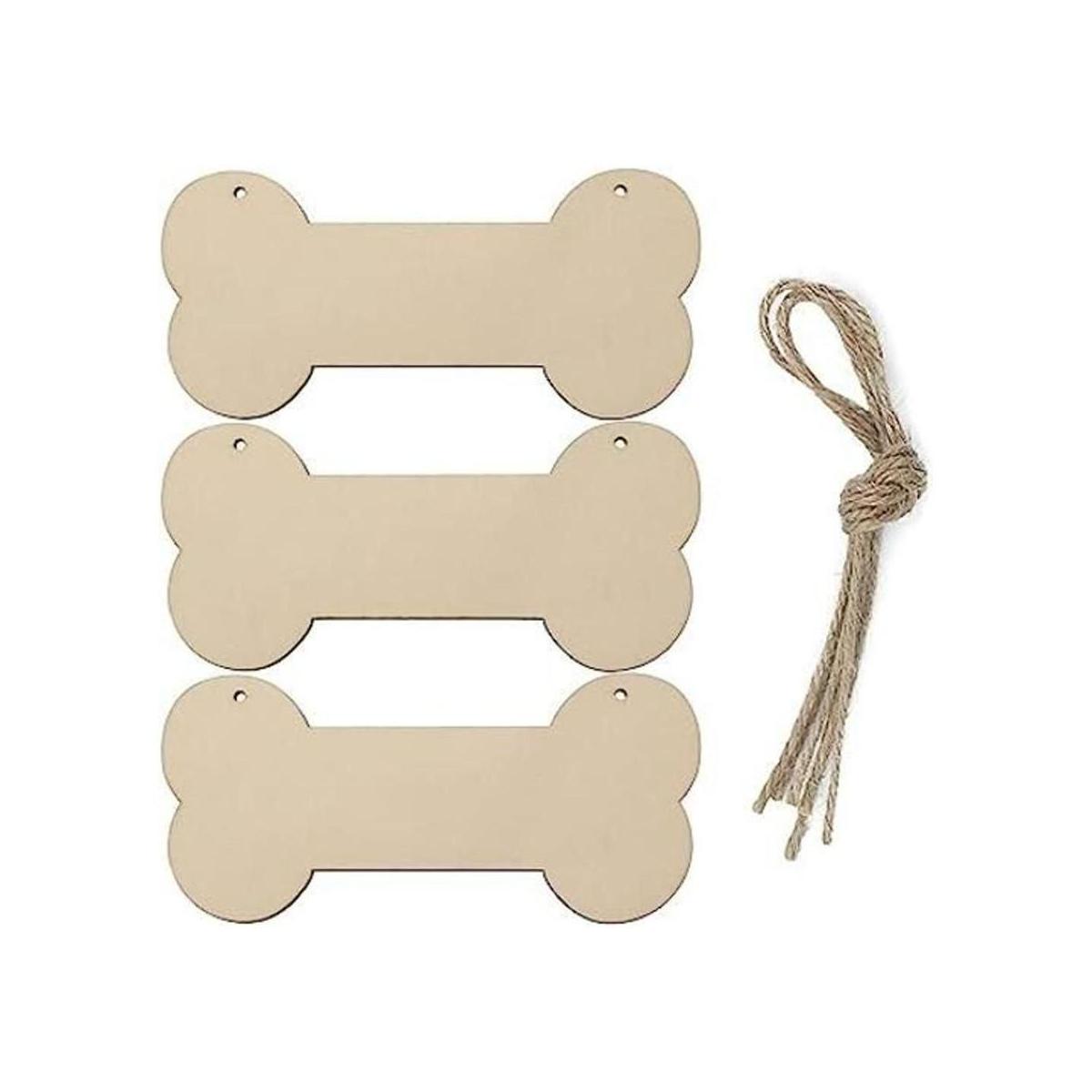 Hueso de perro colgante de madera signo sin terminar en
