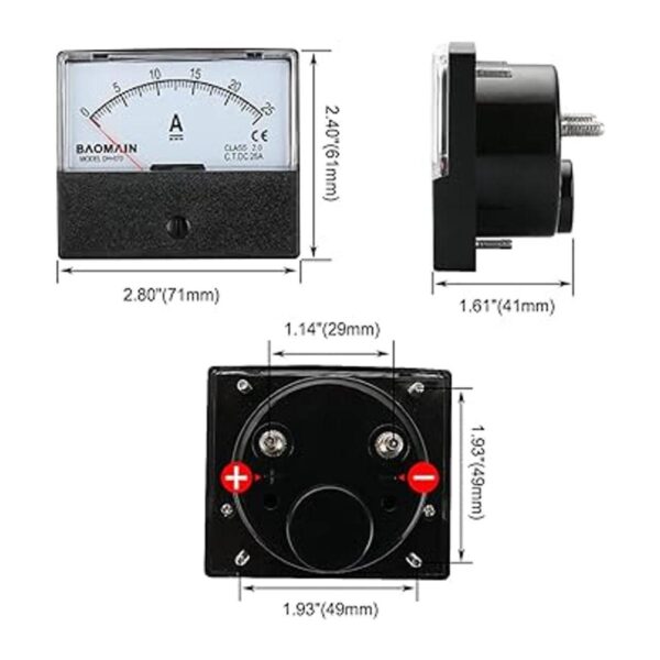 Amperímetro de Baomain DH670 DC 025A Rectangular_5