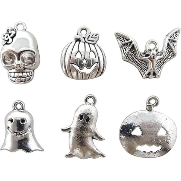 Honbay 50 colgantes de aleación de Halloween de plata