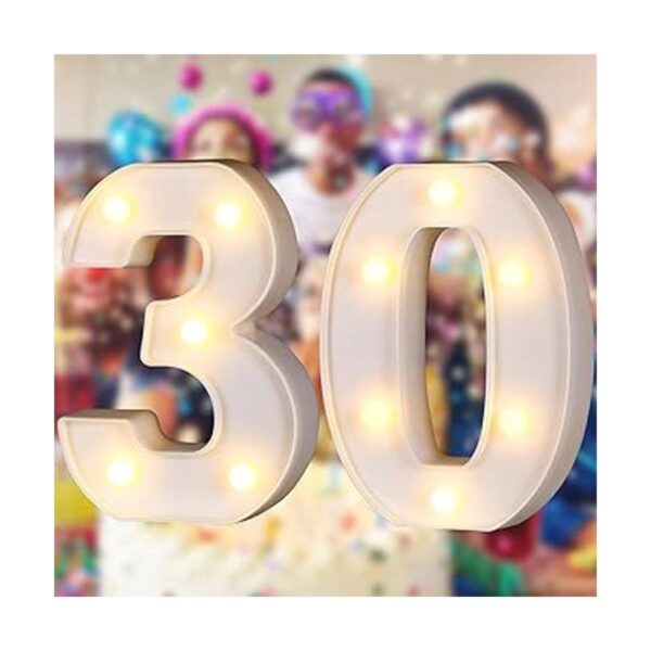 Decoraciones de cumpleaños número 30 letras iluminadas_4