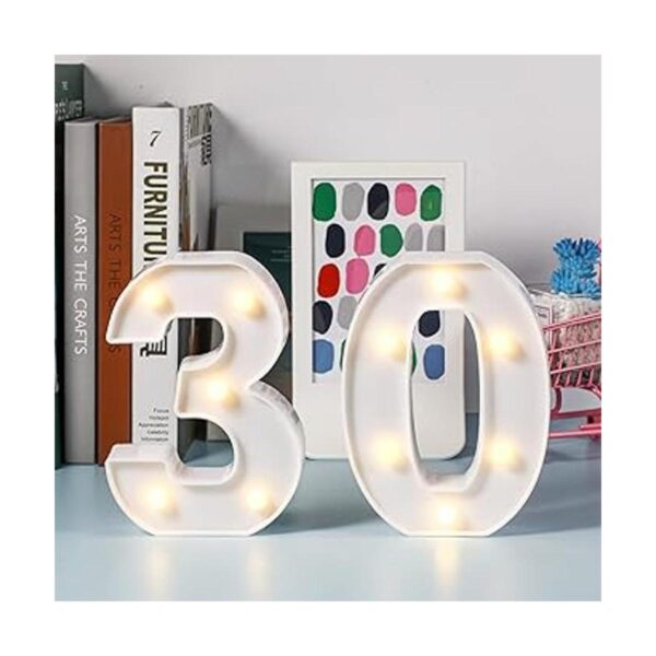 Decoraciones de cumpleaños número 30 letras iluminadas_3