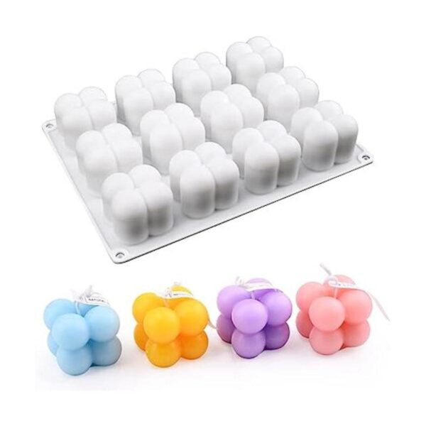 Moldes de vela de burbujas 3D molde de silicona de cubo_1