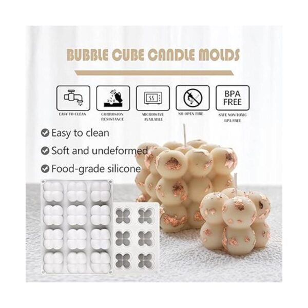 Moldes de vela de burbujas 3D molde de silicona de cubo_4