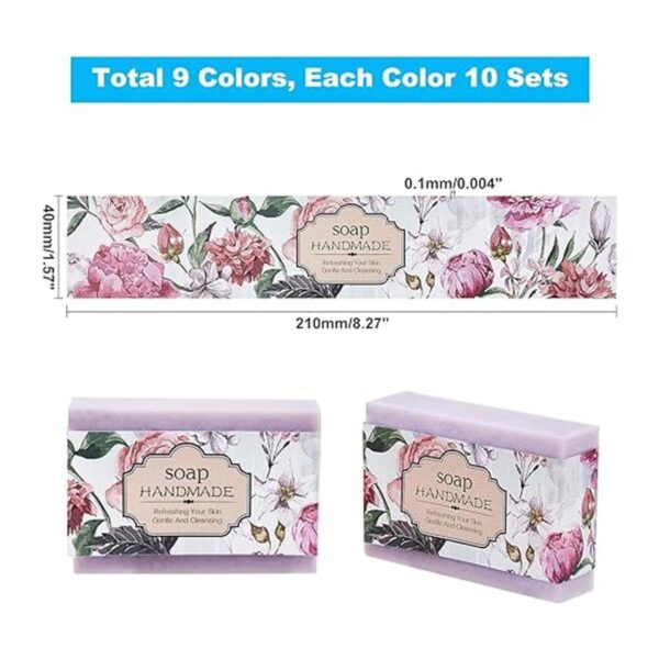 PH PandaHall 90pcs Jabón Envoltura 9 Estilo Flor Wrap