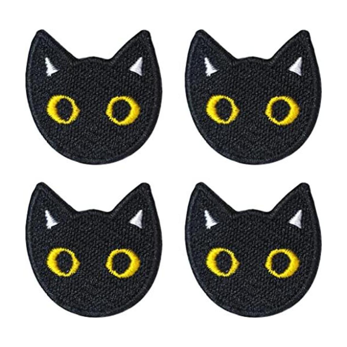 Octory 4 parches negros para gatos bordados para planchar