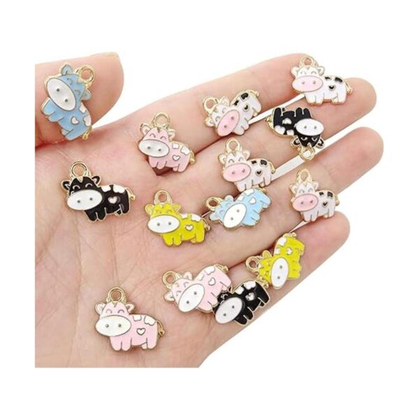 Honbay 50 colgantes lindos de la vaca del esmalte para la