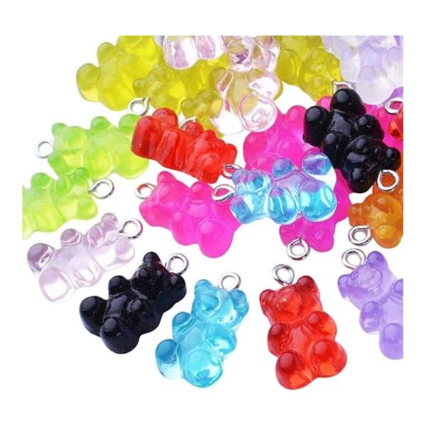 40pcs Colorido Gummy Charms Resina Oso Charm Colgante