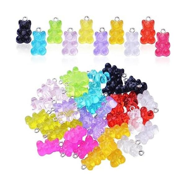 40pcs Colorido Gummy Charms Resina Oso Charm Colgante