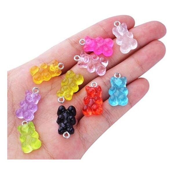 40pcs Colorido Gummy Charms Resina Oso Charm Colgante