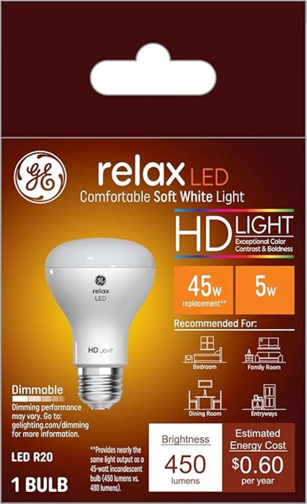 GE Relax Bombilla LED de 5 vatios equivalente a 45_1