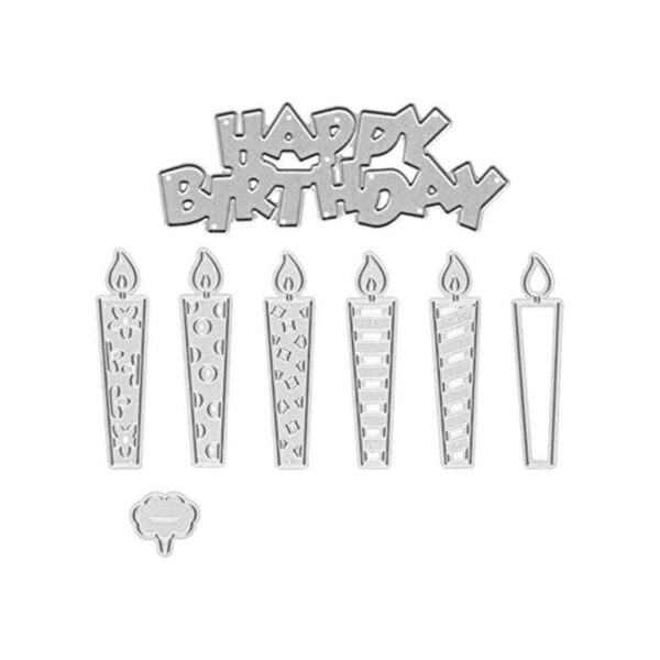 Metal 6 velas de estilo hueco troquelado letra de feliz_1