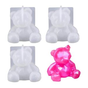 KuuGuu Paquete de 3 moldes de resina de oso 3D de silicona