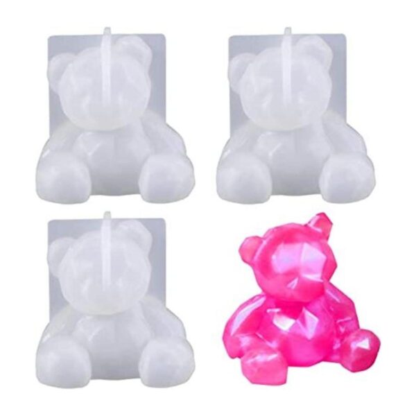 KuuGuu Paquete de 3 moldes de resina de oso 3D de silicona