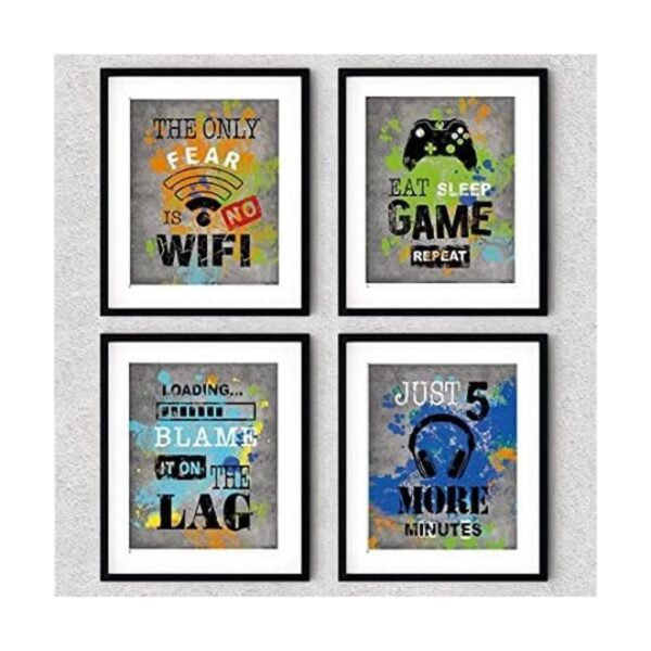 Juego de 4 lienzos de acuarela diseño de videojuegos de_1